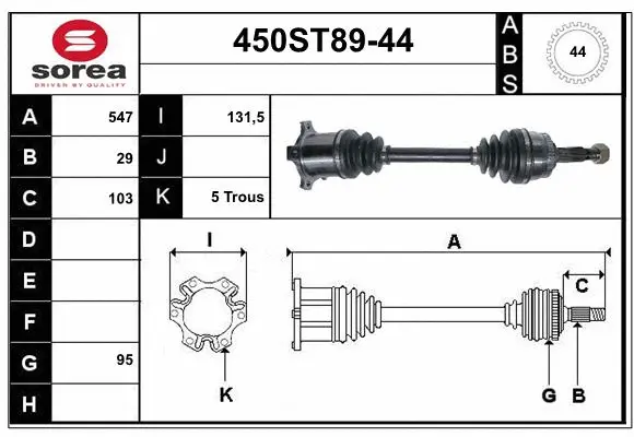 Arbre de transmission STARTCAR 450ST89-44