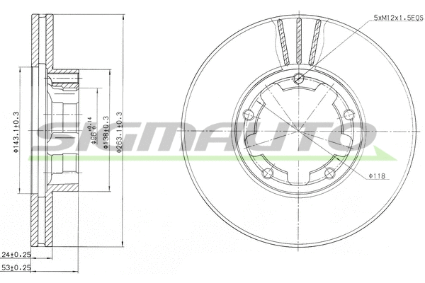 Disque de frein SIGMAUTO DBA668V