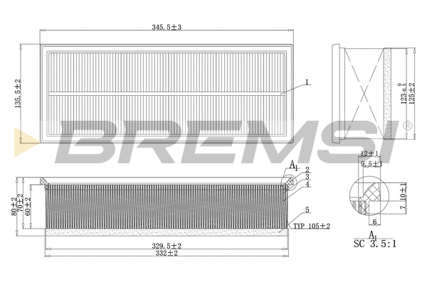 Filtre à air BREMSI FA1237