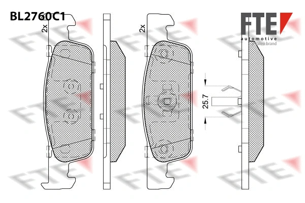 Kit de plaquettes de frein, frein à disque FTE 9011094