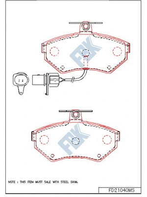 Kit de plaquettes de frein, frein à disque FBK FD21040MS