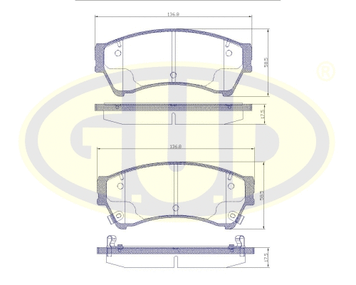 Kit de plaquettes de frein, frein à disque G.U.D. GBP119602