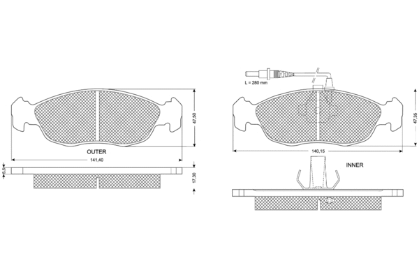 Kit de plaquettes de frein, frein à disque PROCODIS FRANCE PF11711