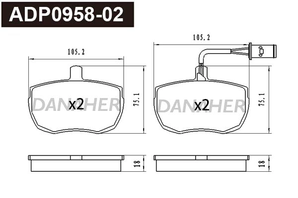 Kit de plaquettes de frein, frein à disque DANAHER ADP0958-02