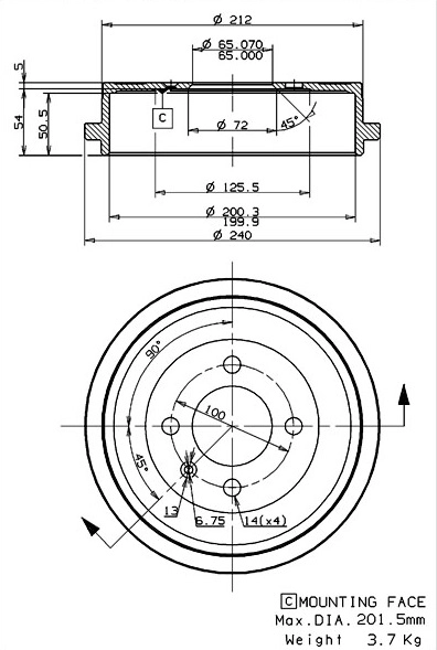 Tambour de frein VILLAR 627.0273