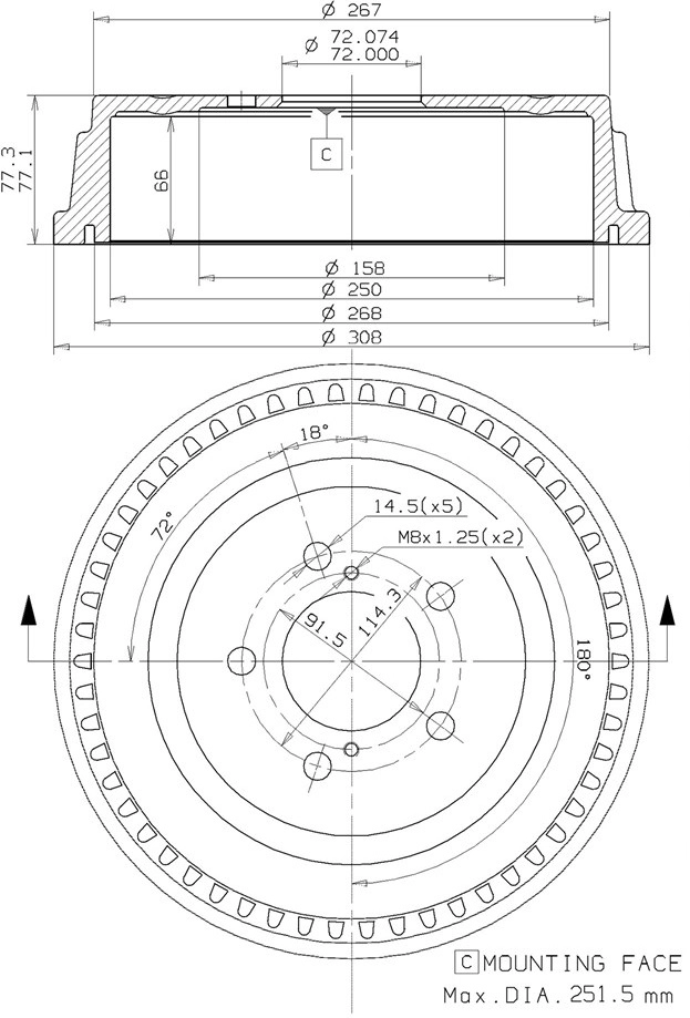 Tambour de frein VILLAR 627.0263