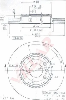 Disque de frein VILLAR 628.1159
