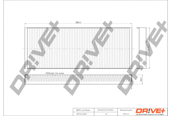 Filtre, air de l'habitacle Dr!ve+ DP1110.12.0003