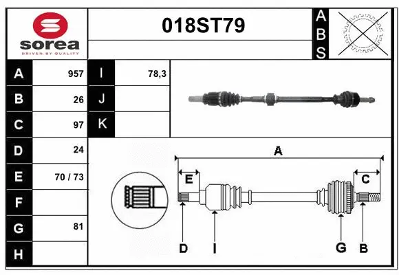 Arbre de transmission STARTCAR 018ST79