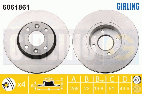 Disque de frein GIRLING 6061861