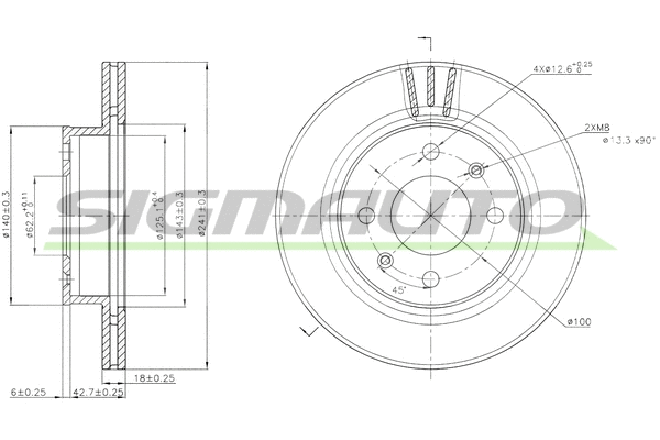 Disque de frein SIGMAUTO DBB268V
