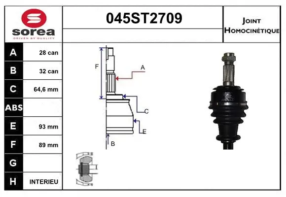 Jeu de joints, arbre de transmission STARTCAR 045ST2709