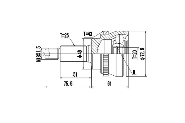 Jeu de joints, arbre de transmission DYNAMATRIX DCV857105