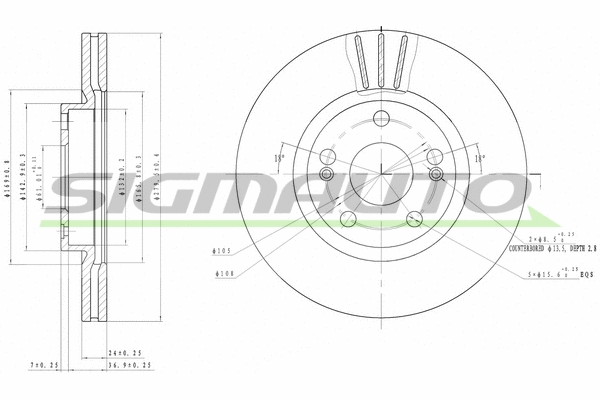 Disque de frein SIGMAUTO DBA369V