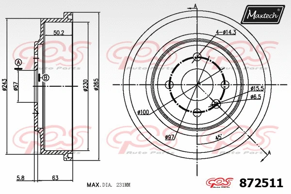 Tambour de frein MAXTECH 872511