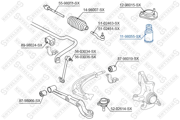 Butée élastique, suspension STELLOX 11-98055-SX