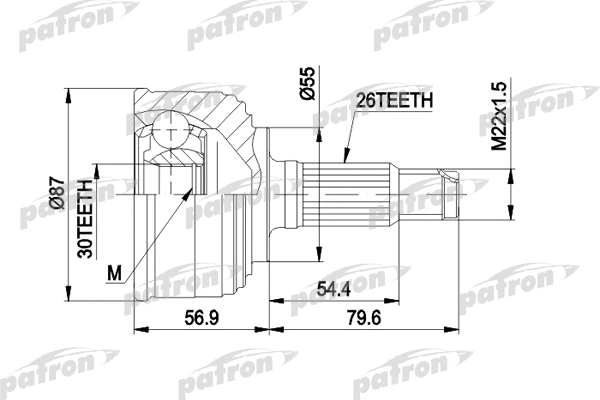 Jeu de joints, arbre de transmission PATRON PCV1255