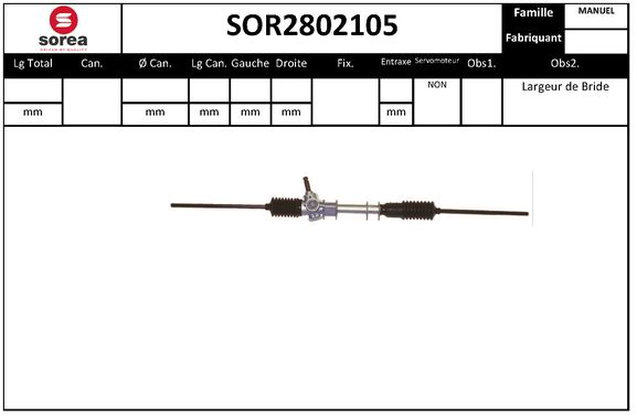Crémaillère de direction SERA SOR2802105