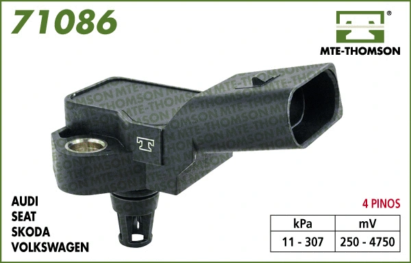 Capteur, pression du tuyau d'admission MTE-THOMSON 71086