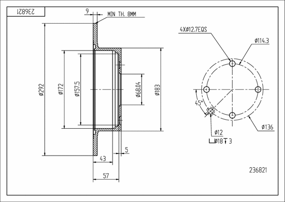 Disque de frein HART 236 821