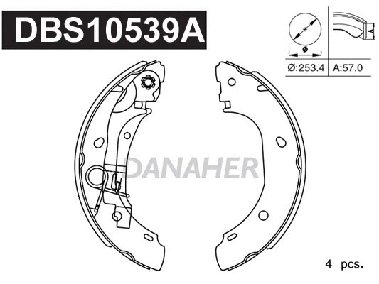 Jeu de mâchoires de frein DANAHER DBS10539A