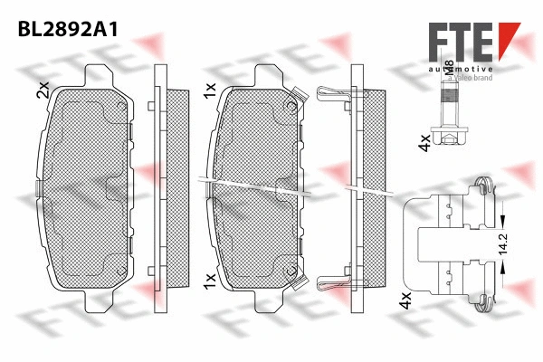 Kit de plaquettes de frein, frein à disque FTE 9011132