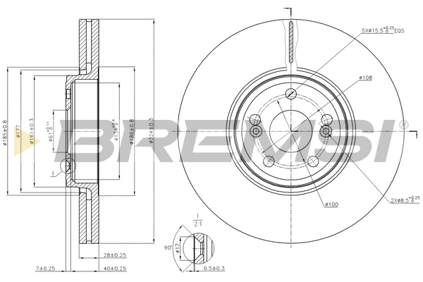 Disque de frein BREMSI CD7405V