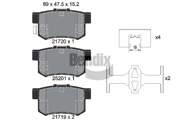 Kit de plaquettes de frein, frein à disque BENDIX Braking BPD1839