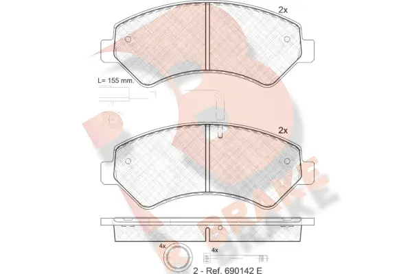 Kit de plaquettes de frein, frein à disque R BRAKE RB1836-203