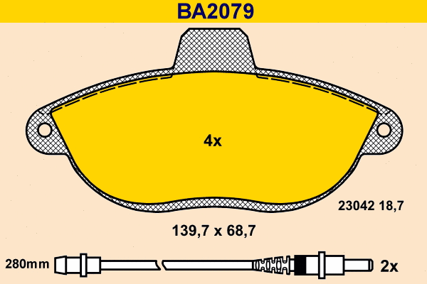 Kit de plaquettes de frein, frein à disque BARUM BA2079