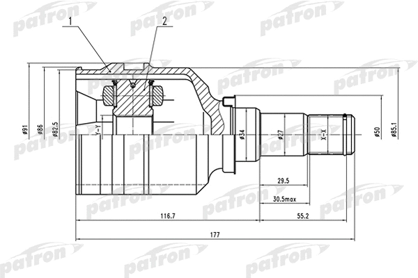 Jeu de joints, arbre de transmission PATRON PCV1575