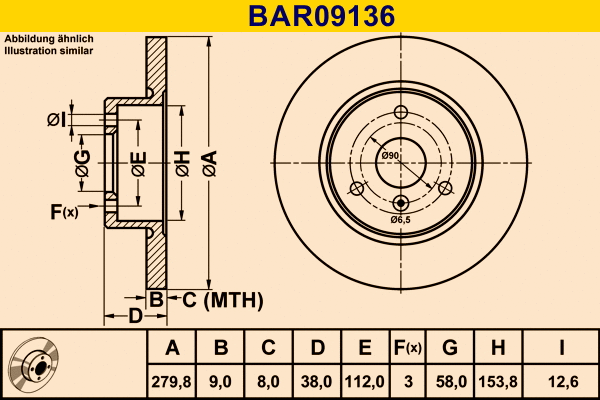 Disque de frein BARUM BAR09136