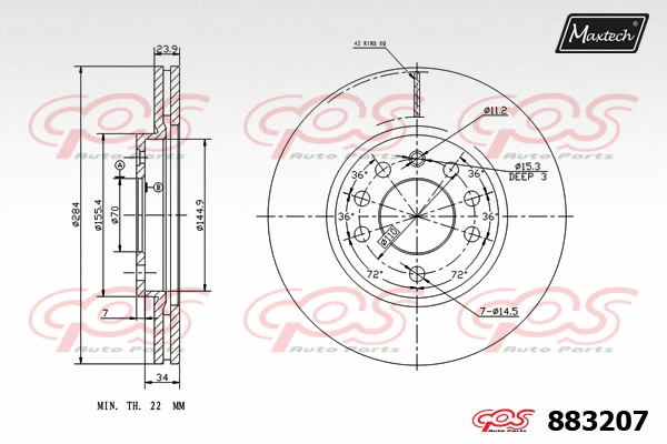 Disque de frein MAXTECH 883207