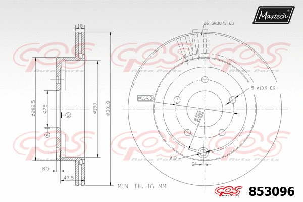 Disque de frein MAXTECH 853096