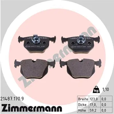 Kit de plaquettes de frein, frein à disque ZIMMERMANN 21487.170.9