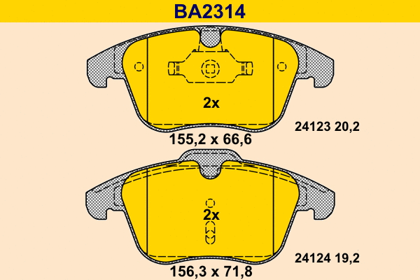Kit de plaquettes de frein, frein à disque BARUM BA2314