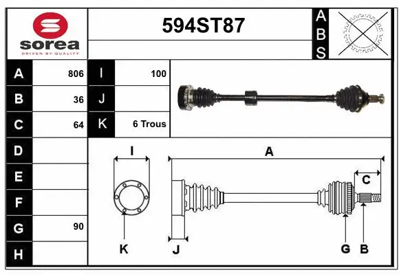 Arbre de transmission STARTCAR 594ST87