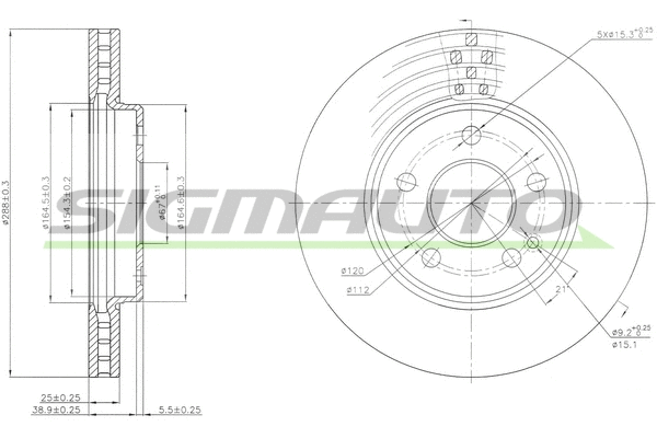 Disque de frein SIGMAUTO DBB316V