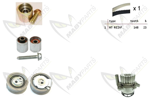 Pompe à eau + kit de courroie crantée MABYPARTS OBKWP0164