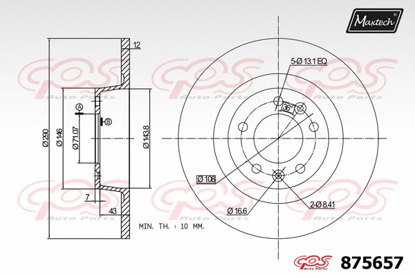 Disque de frein MAXTECH 875657