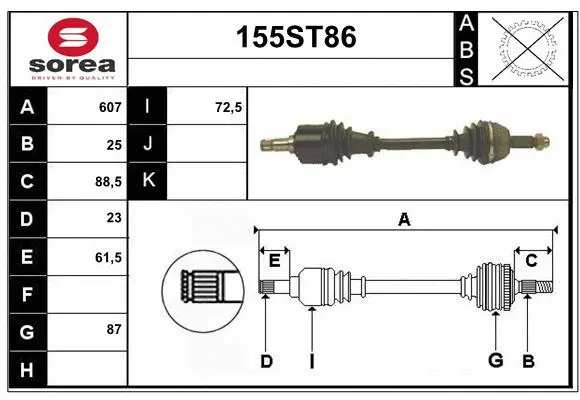 Arbre de transmission STARTCAR 155ST86