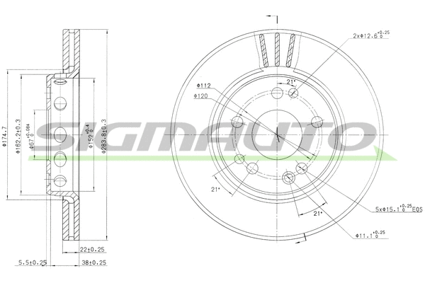 Disque de frein SIGMAUTO DBA728V
