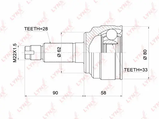 Jeu de joints, arbre de transmission LYNXAUTO CO-3700