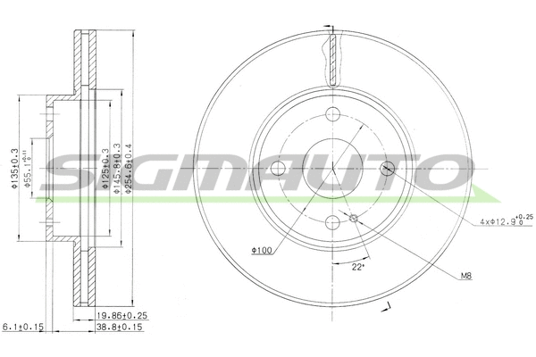 Disque de frein SIGMAUTO DBA975V