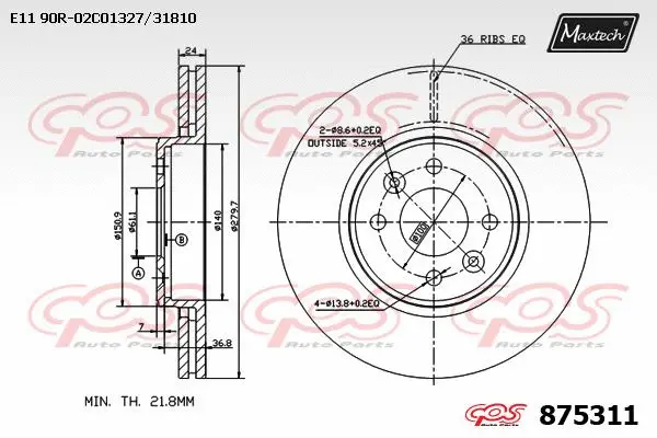 Disque de frein MAXTECH 875311