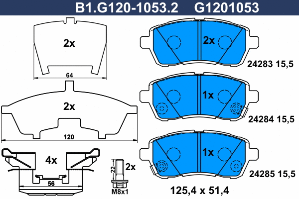Kit de plaquettes de frein, frein à disque GALFER B1.G120-1053.2