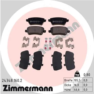 Kit de plaquettes de frein, frein à disque ZIMMERMANN 24348.160.2