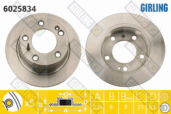 Disque de frein GIRLING 6025834