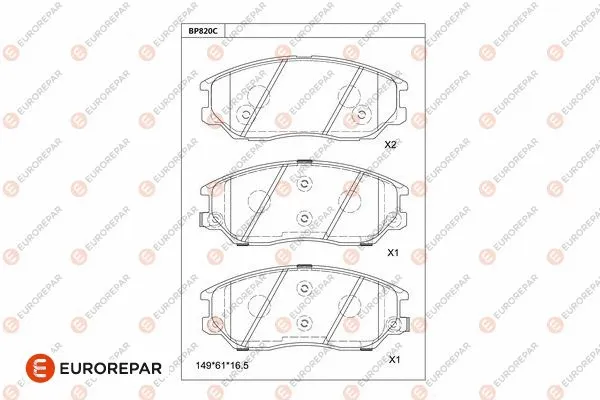 Kit de plaquettes de frein, frein à disque EUROREPAR 1681250380