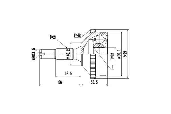 Jeu de joints, arbre de transmission DYNAMATRIX DCV810056
